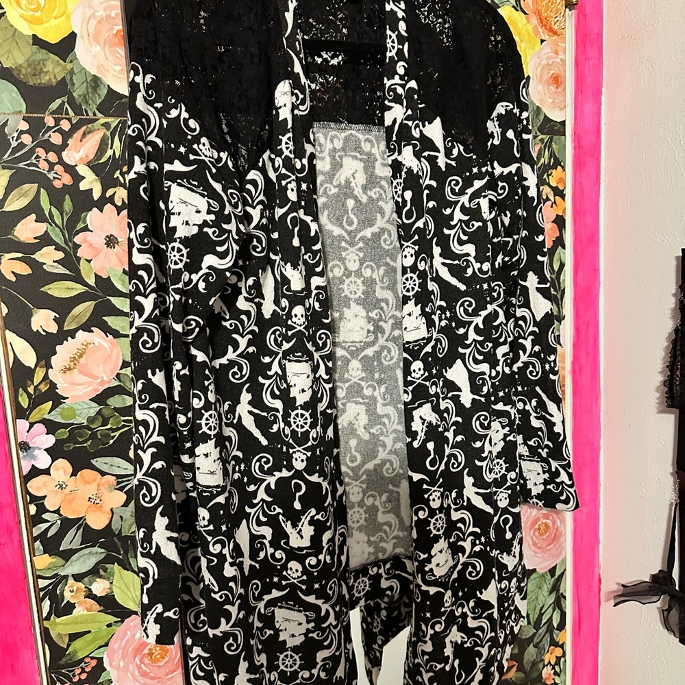 Disney Long Black and White Peter Pan Cardigan